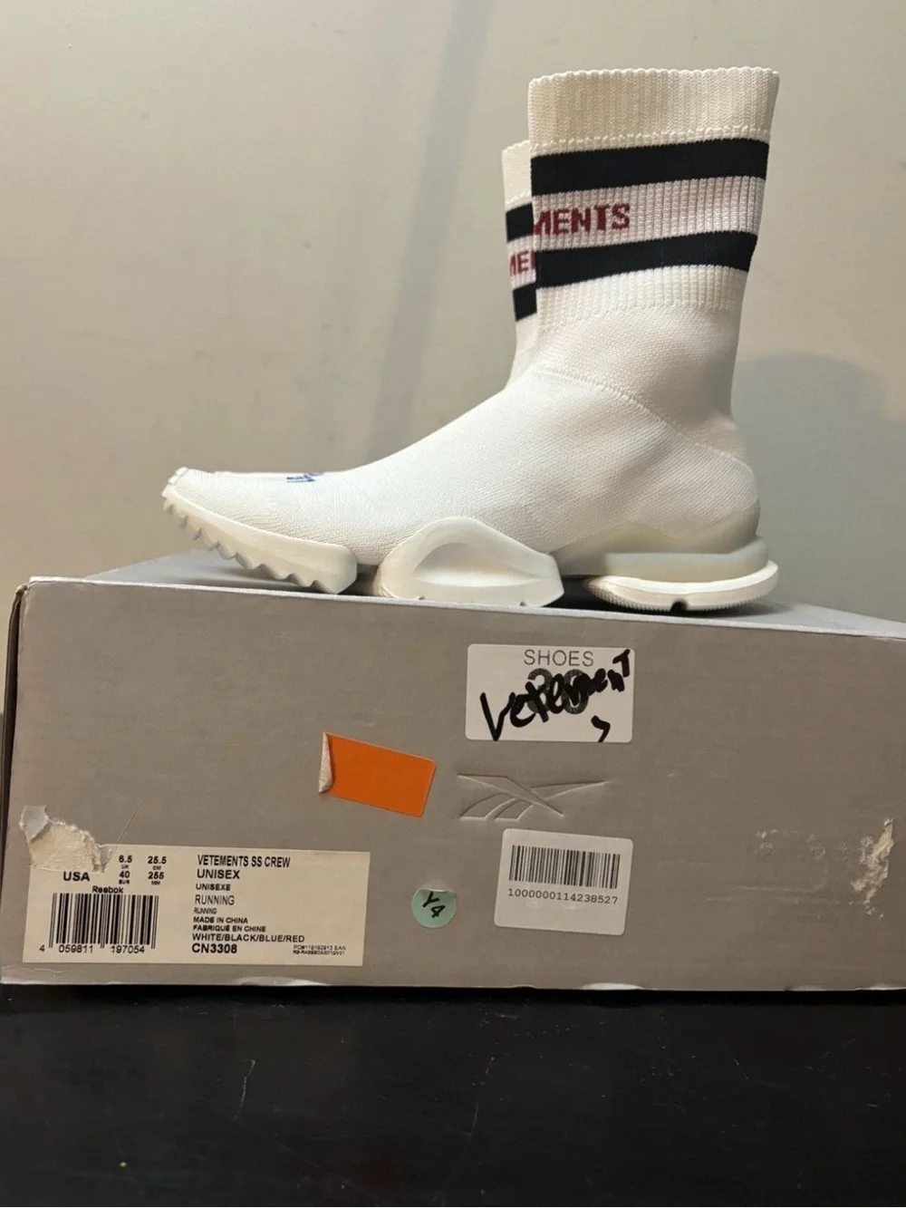 Vetements Reebok Sock Runner White Red